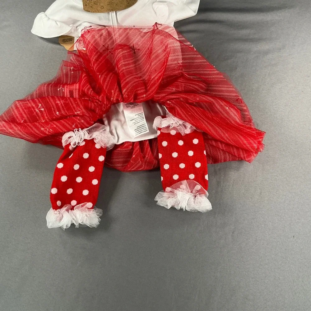 NWT Baby Girl 3-Piece Christmas Outfit Set Bodysuit Leggings Headband 3-6M